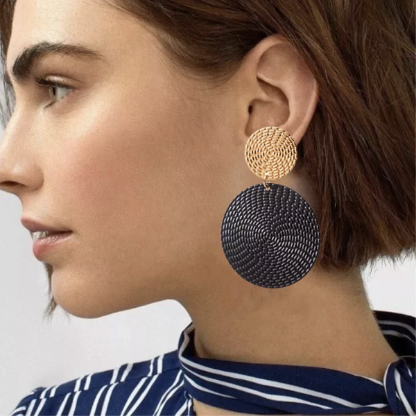 boucles d'oreilles pendantes rond noir