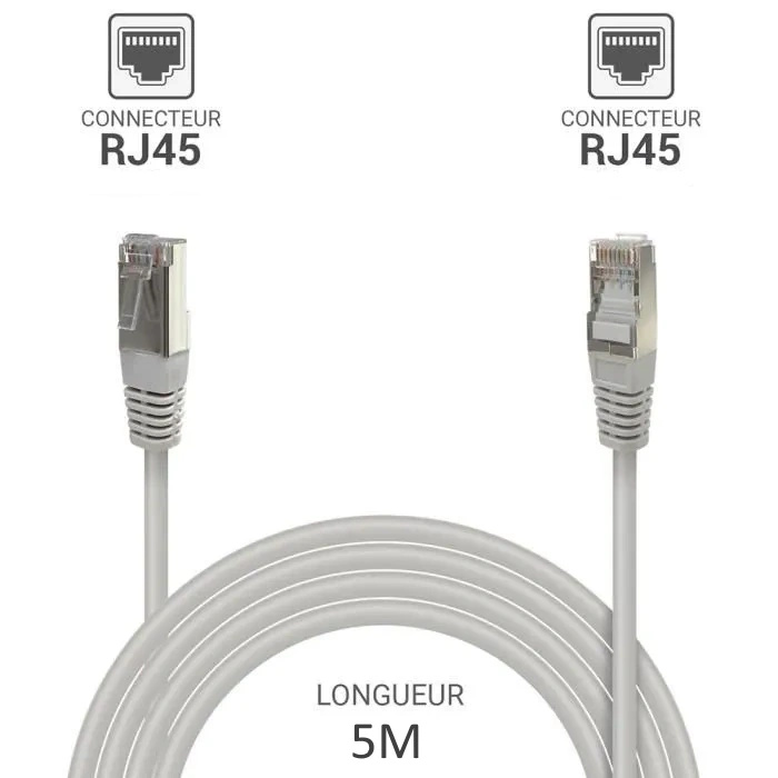 CABLE RJ45 CAT 5E F UTP LONGUEUR 5M