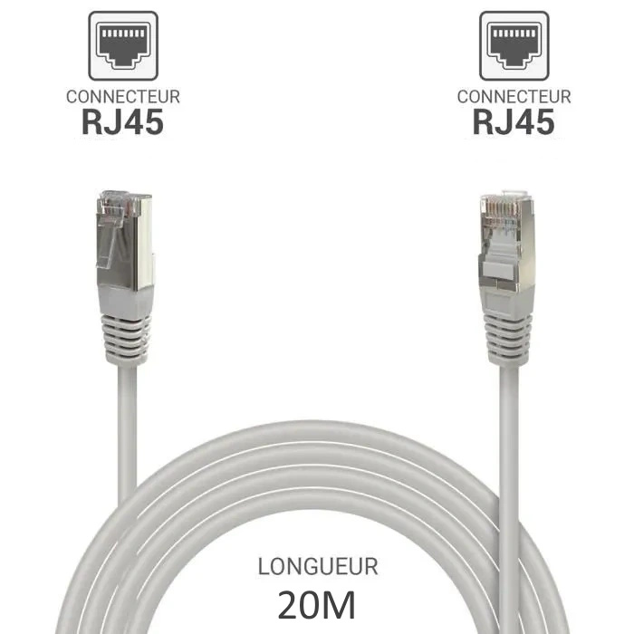 CABLE RJ45 CAT 5E F UTP 20M GRIS