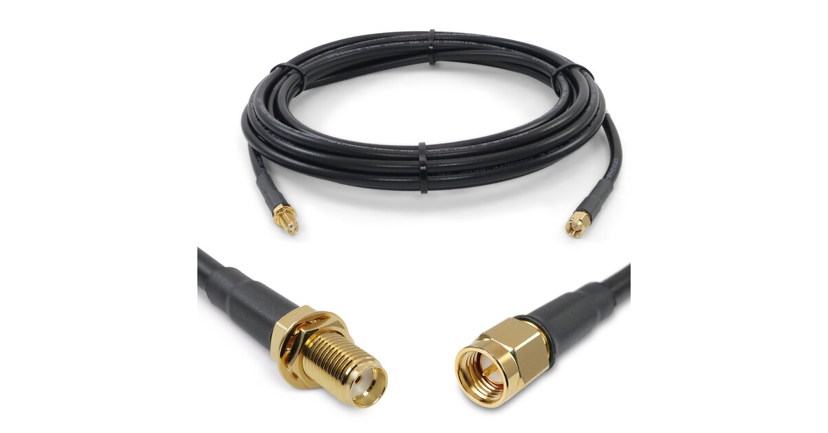 Pack 2 Rallonges Câble SMA Femelle Vers SMA Mâle ALSR200 - 2,5 M Chacun, Pour Antenne 4G/5G MIMO Et Routeurs