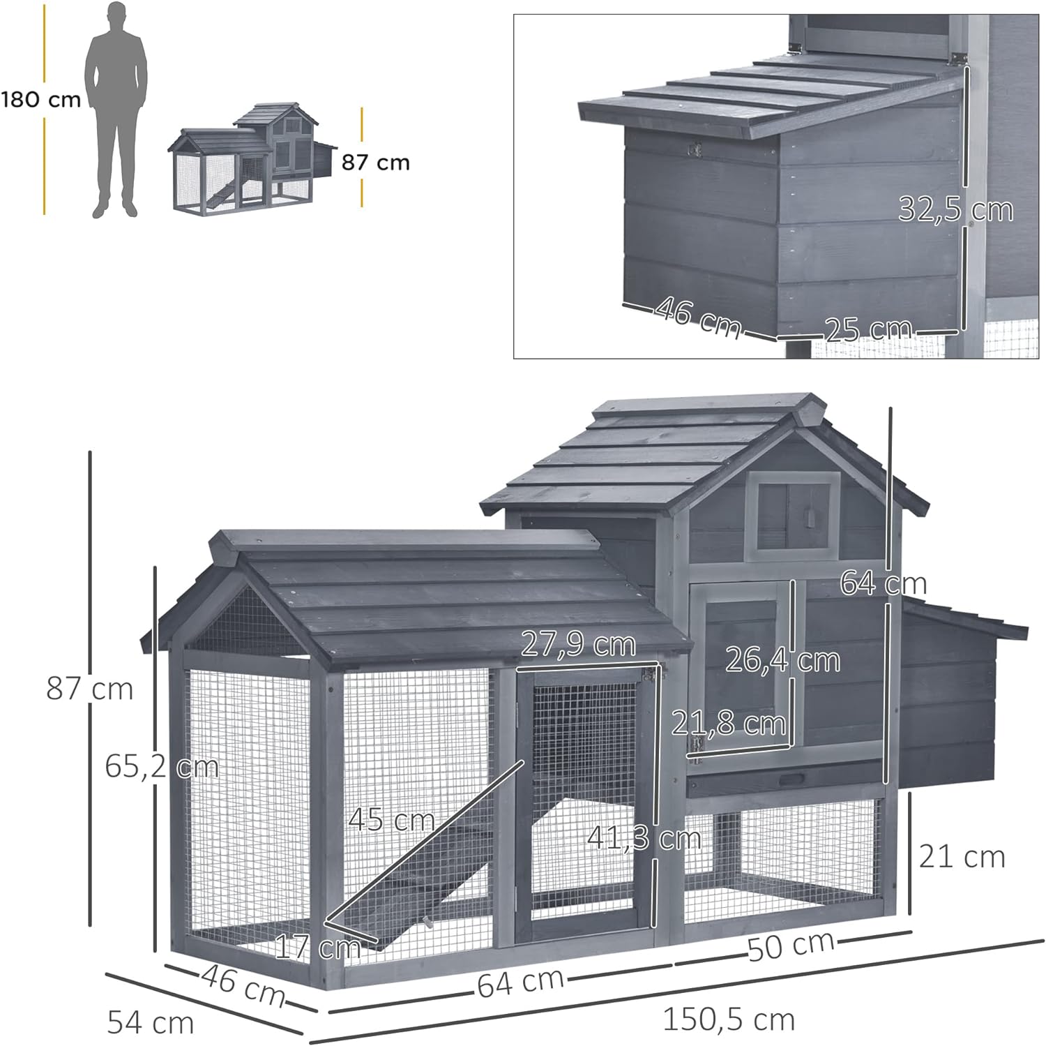 Poulailler Werkapro surélevé en bois, sécurisé et durable