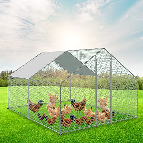 Poulailler En Métal PortoAlegre - Grand Enclos Pour 8 Poules - Volière Avec 4 Portes - Housse Imperméable UV - Idéal Pour Poules, Lapins, Animaux De Compagnie