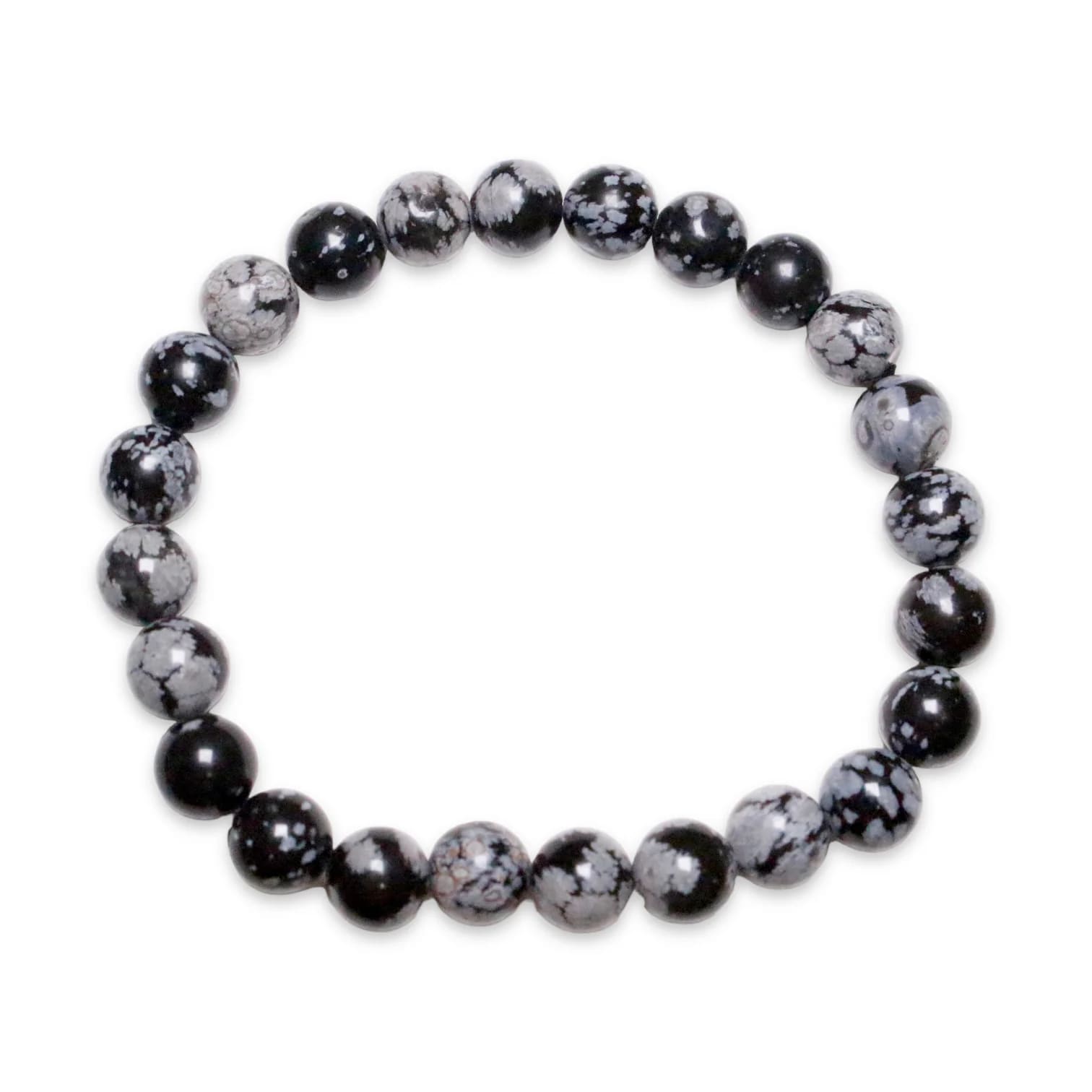 bracelet obsidienne neige sur fond blanc