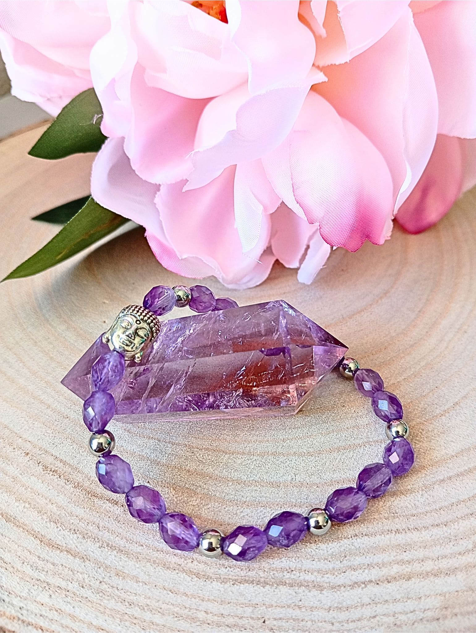 bracelet en amethyste et bouddha1