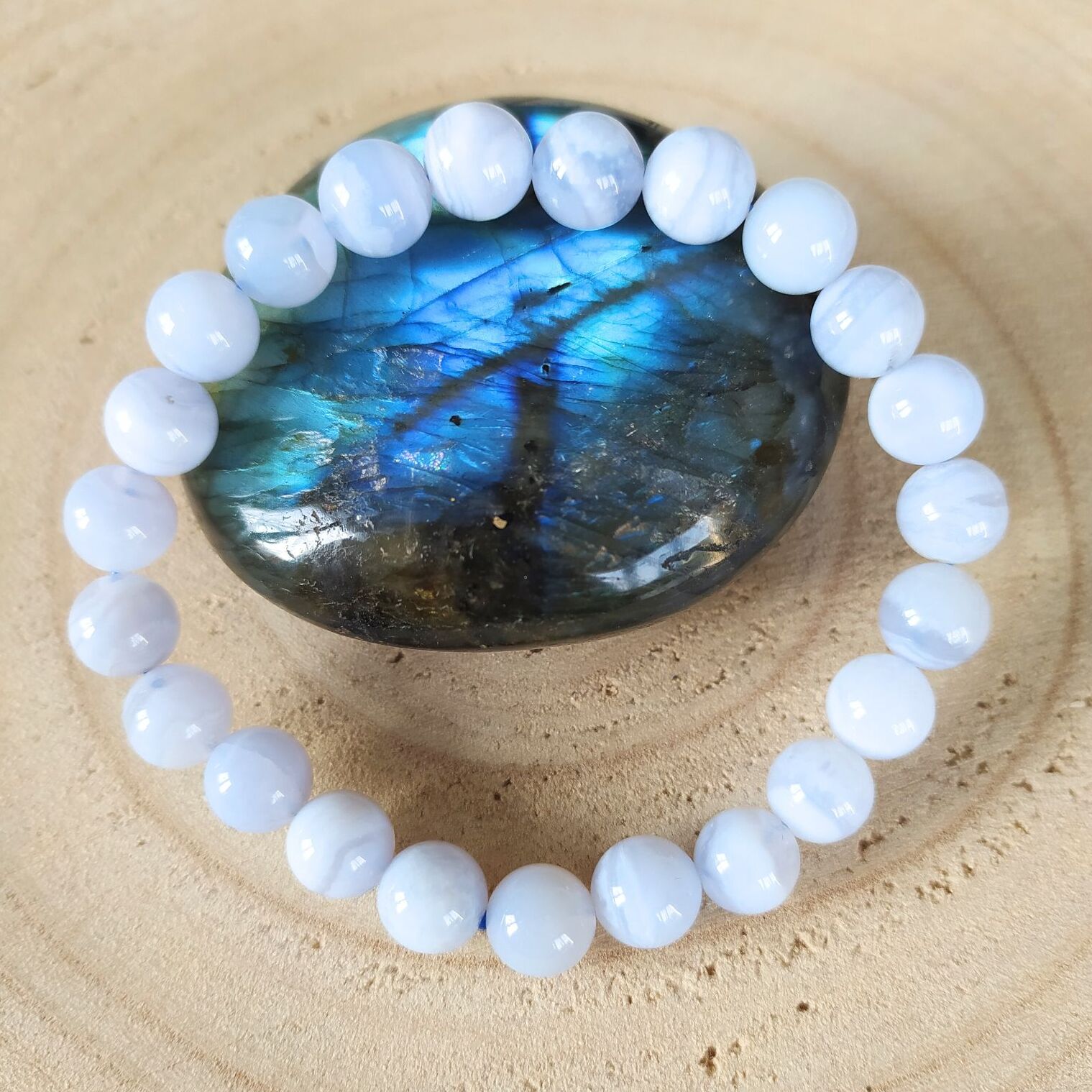 bracelet en calcedoine bleu