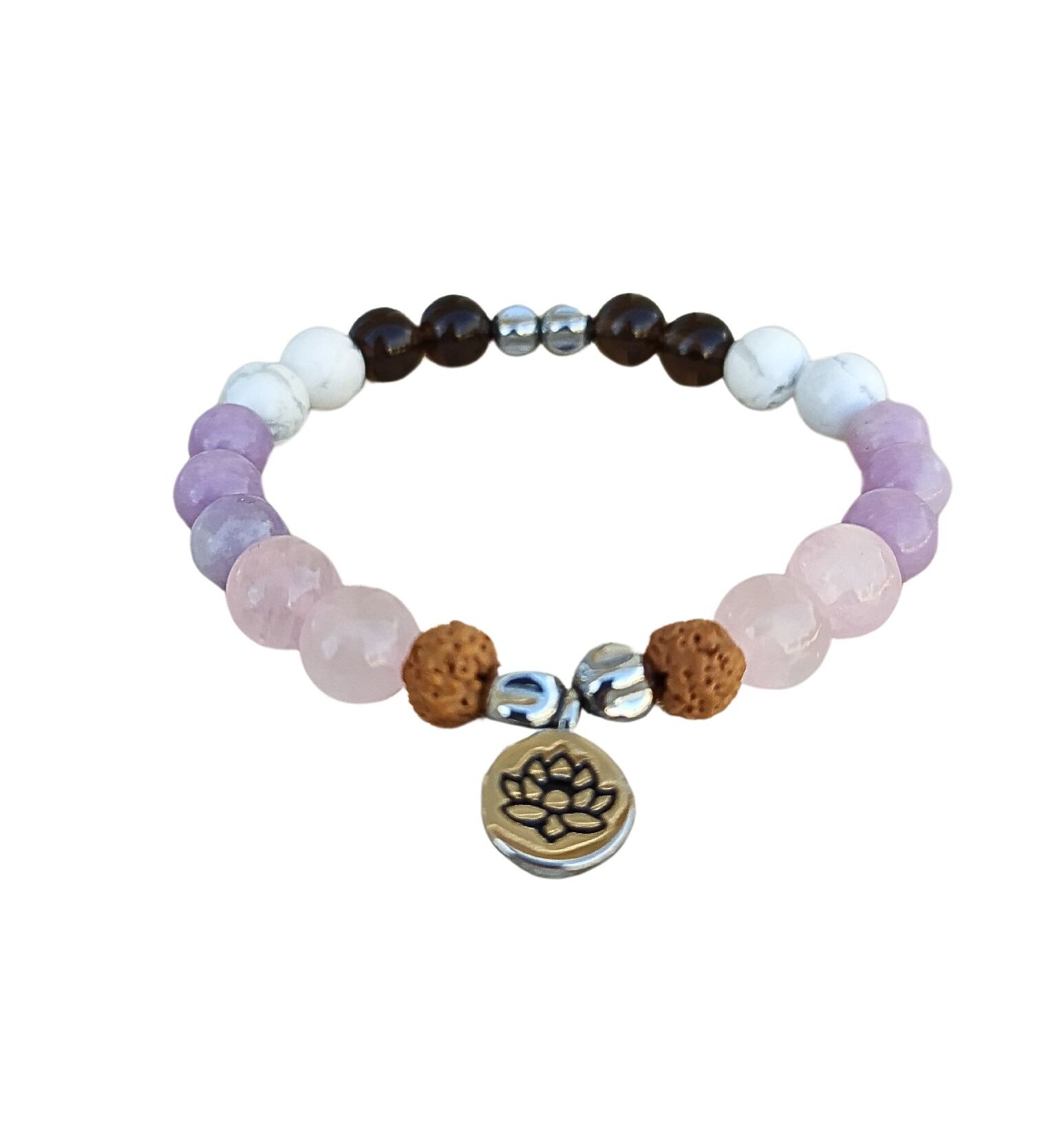 bracelet en pierre quartz quartz fumé et howlite2