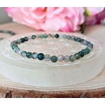 bracelet agate mousse 4mm sur plaque de rechargemen fleur de vie