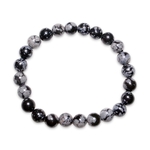 bracelet obsidienne neige sur fond blanc