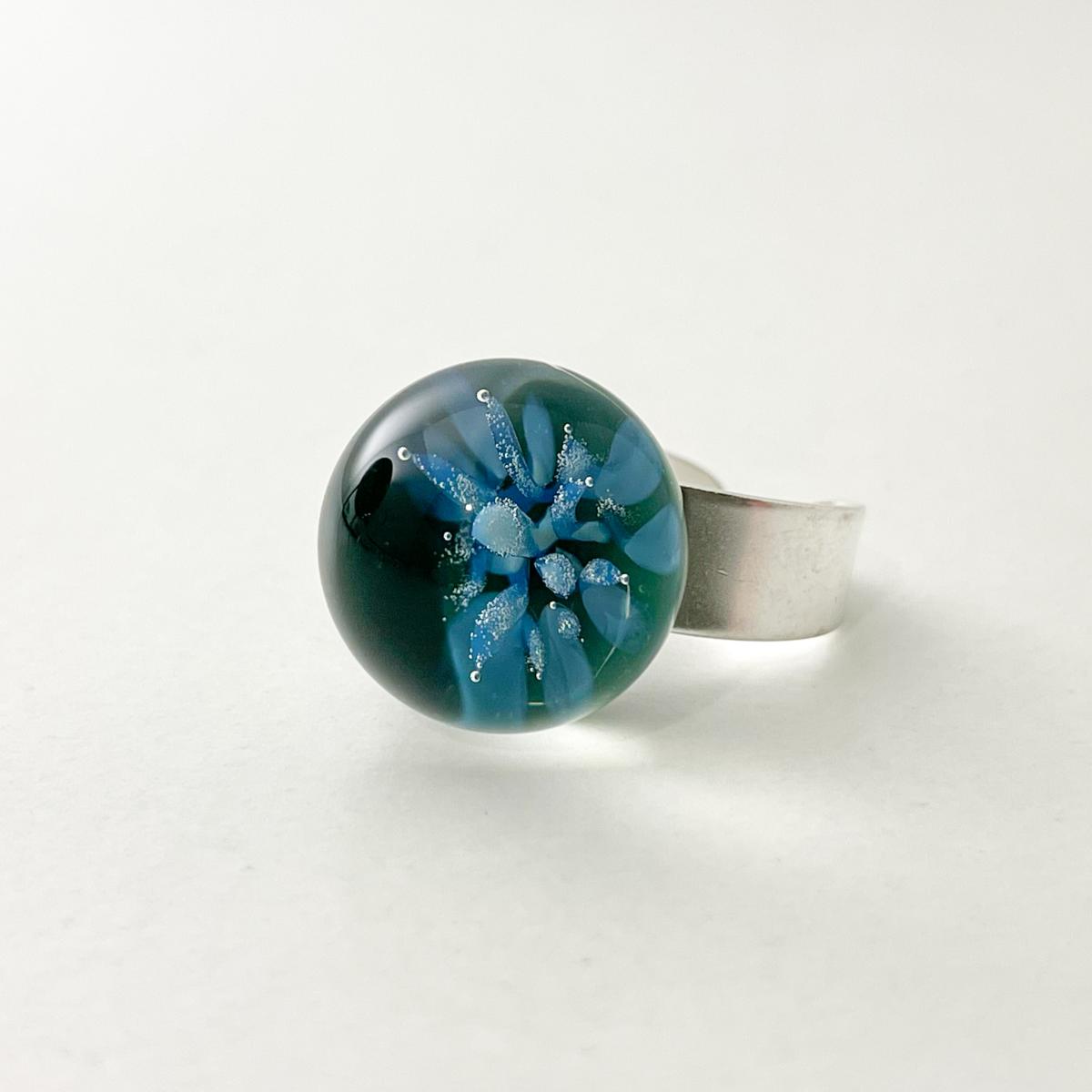 Bague fleur bleue
