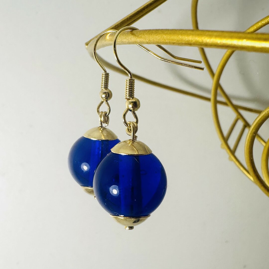 Boucles D'oreilles Fantaisie Perles De Verre Vert - Fabrication Artisanale, Lot De 2, Neuf Sans Emballage