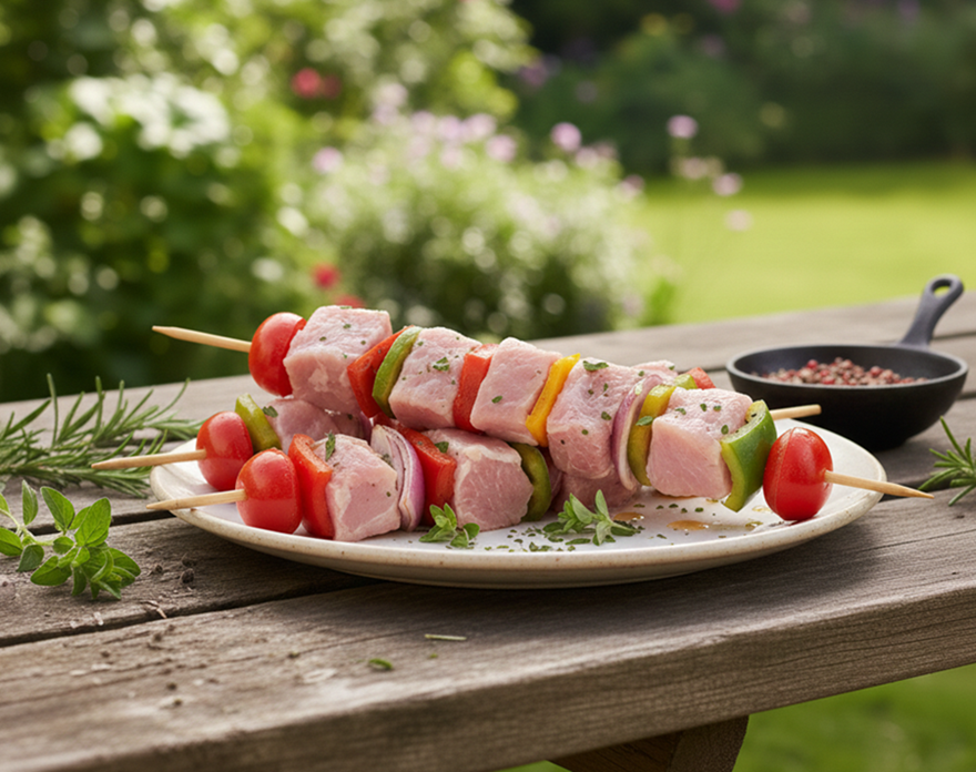 Brochettes nature de porc Bio 600gr (4 pièces)