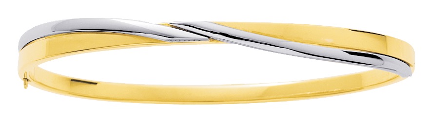 Bracelet Jonc ouvrant Or & Or blanc 18 Carats