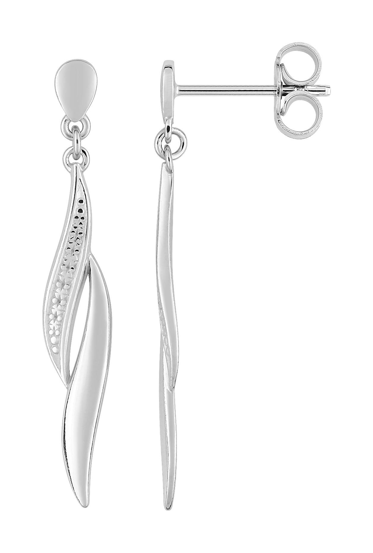 Boucles d\'Oreilles Pendantes Argent & Rhodium