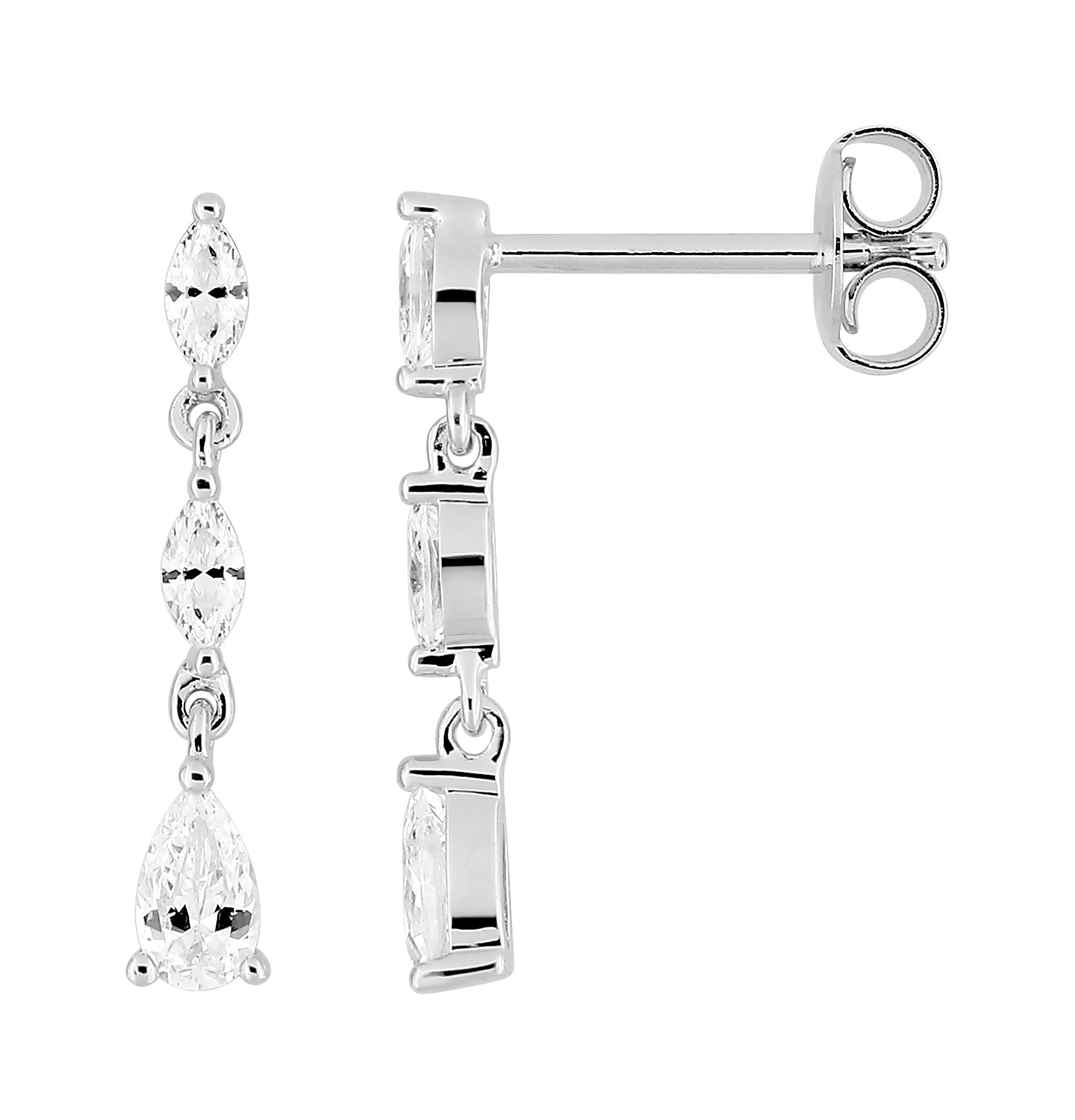 Boucles D\'oreilles Argent & Oxydes de Zirconium