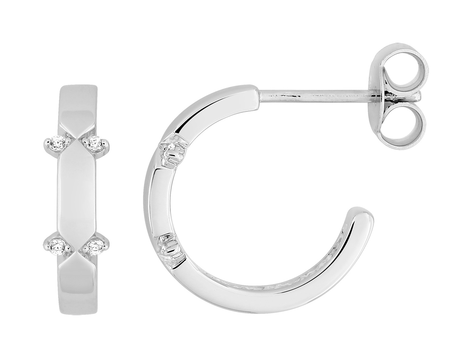 Boucles d\'Oreilles 1/2 Créoles Argent & Oxydes de Zirconium