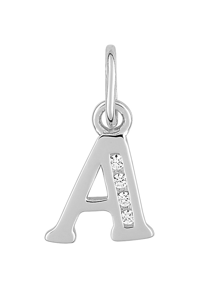 Pendentif Lettre A Oxydes de Zirconium & Argent