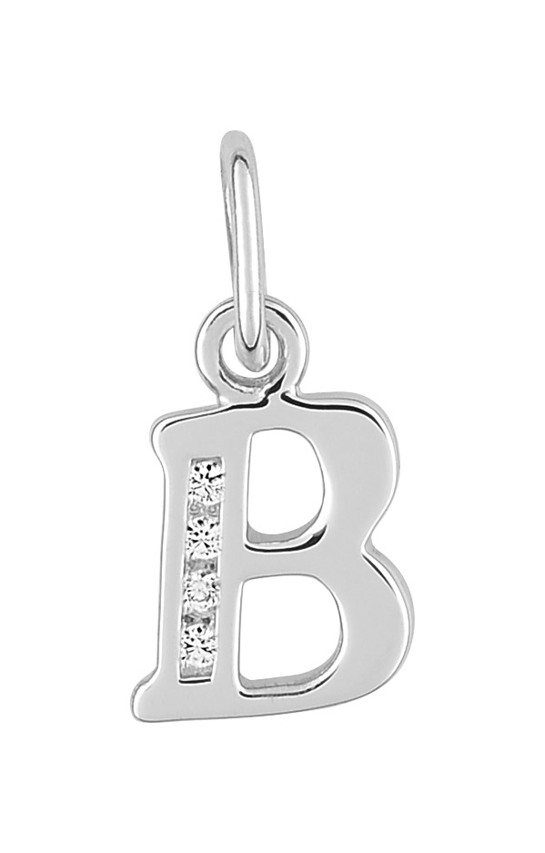 Pendentif Lettre B Oxydes de Zirconium & Argent