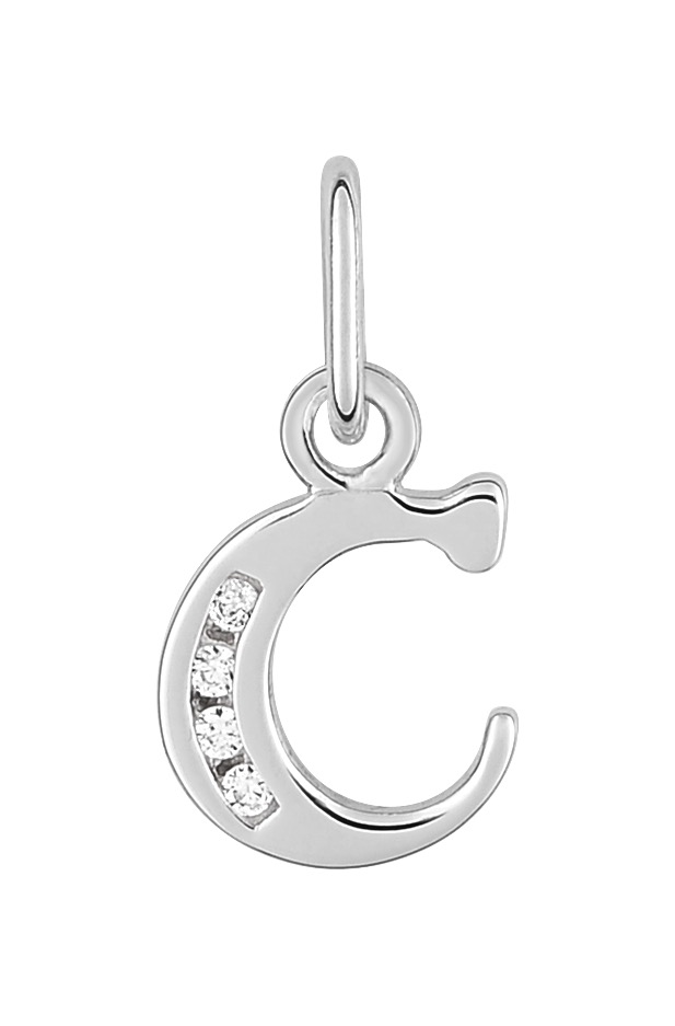 Pendentif Lettre C Oxydes de Zirconium & Argent