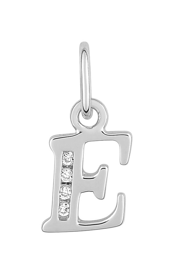 Pendentif Lettre E Oxydes de Zirconium & Argent