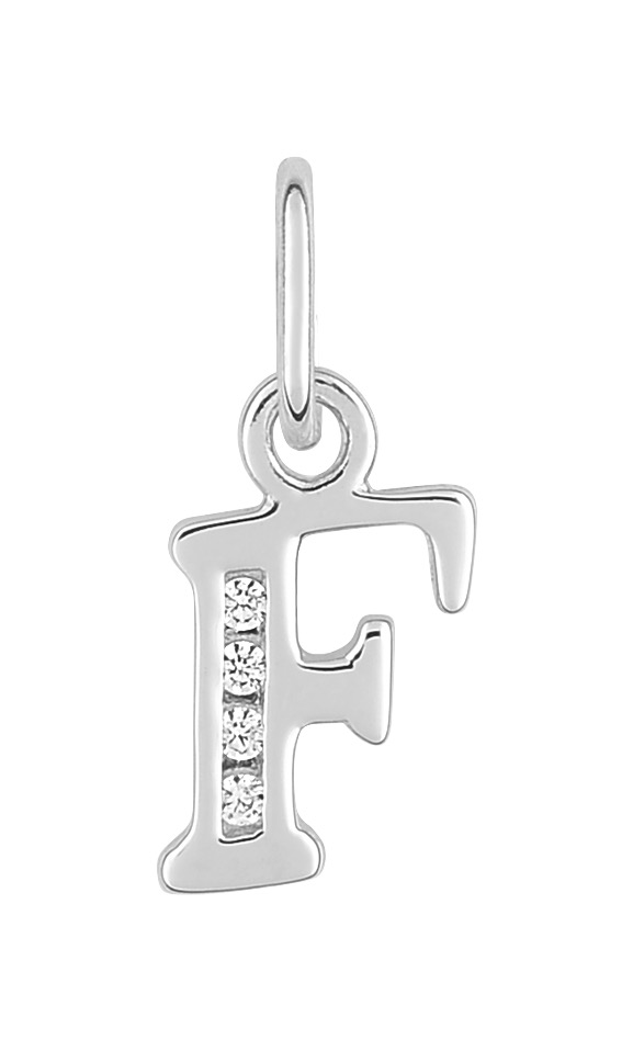 Pendentif Lettre F Oxydes de Zirconium & Argent