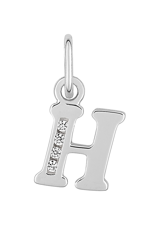 Pendentif Lettre H Oxydes de Zirconium & Argent