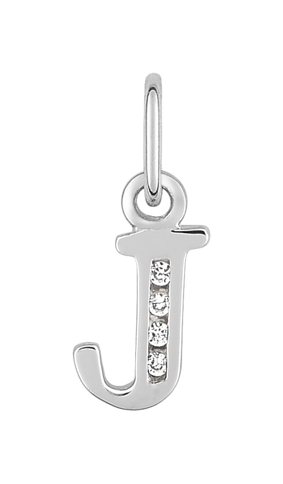 Pendentif Lettre J Oxydes de Zirconium & Argent