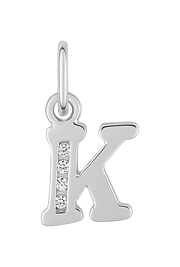 Pendentif Lettre K Oxydes de Zirconium & Argent