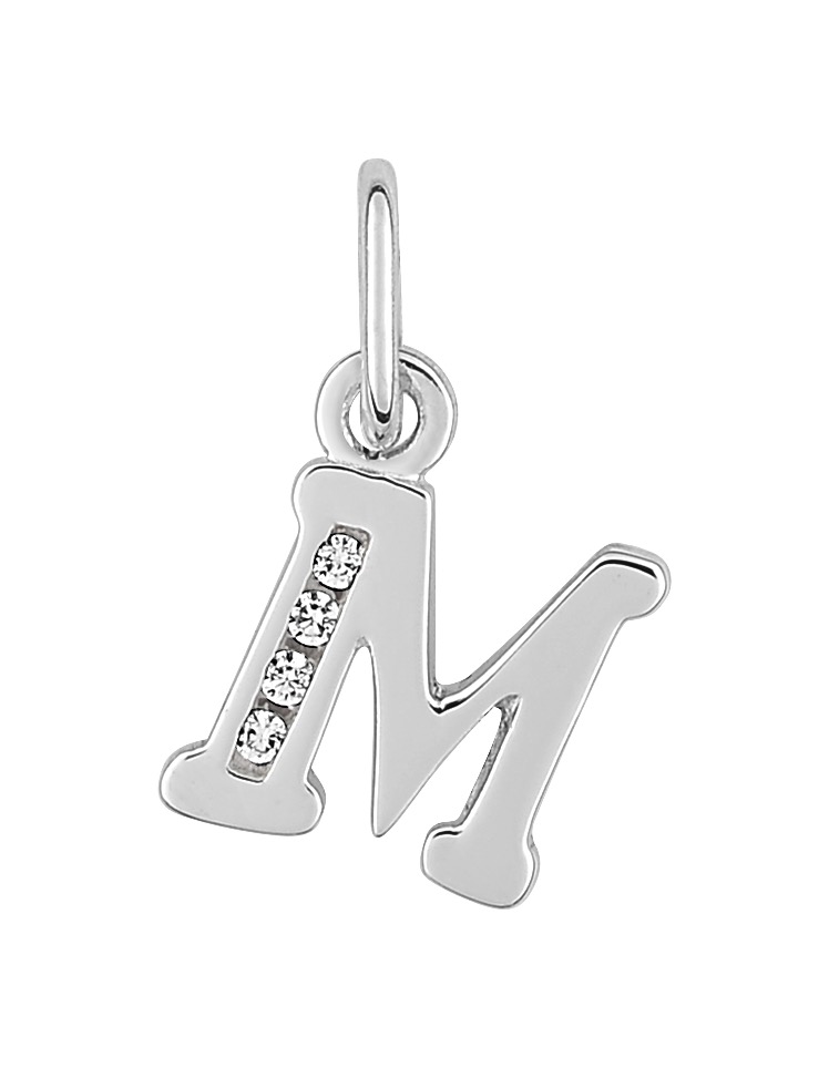 Pendentif Lettre M Oxydes de Zirconium & Argent