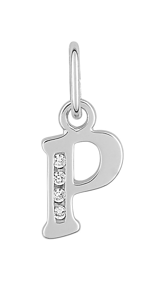 Pendentif Lettre P Oxydes de Zirconium & Argent