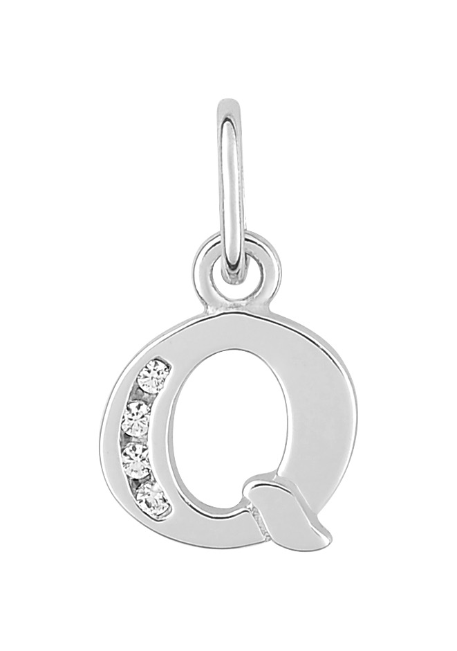 Pendentif Lettre Q Oxydes de Zirconium & Argent