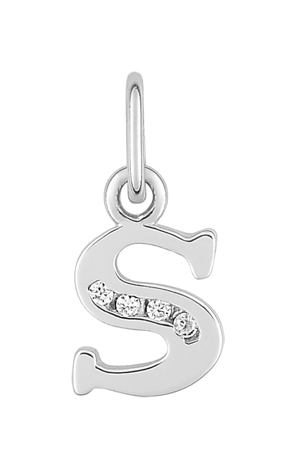 Pendentif Lettre S Oxydes de Zirconium & Argent