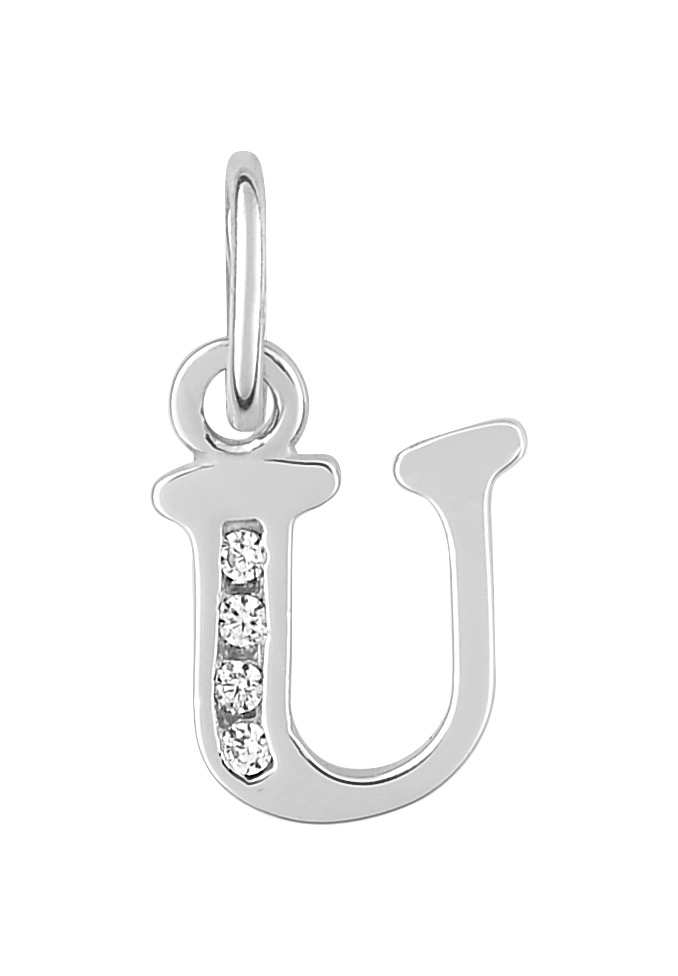 Pendentif Lettre U Oxydes de Zirconium & Argent