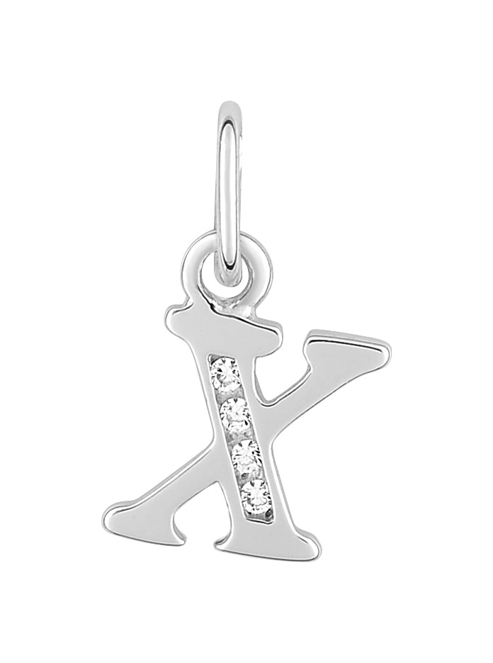 Pendentif Lettre X Oxydes de Zirconium & Argent