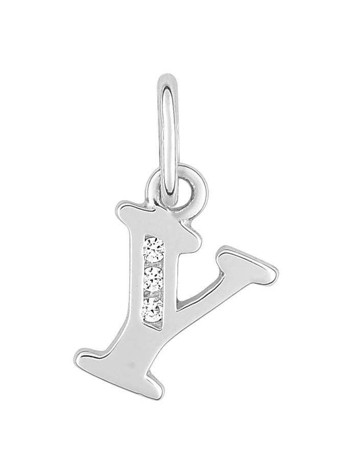 Pendentif Lettre Y Oxydes de Zirconium & Argent
