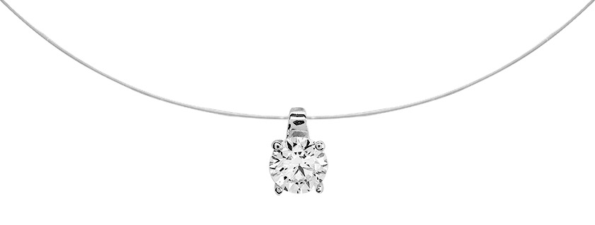 Collier Nylon Oxydes de Zirconium & Argent
