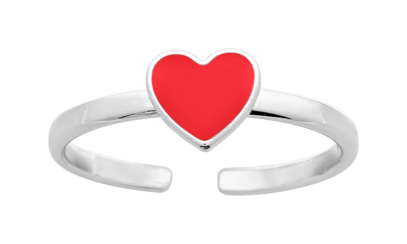 Bague réglable laqué Rouge en Argent