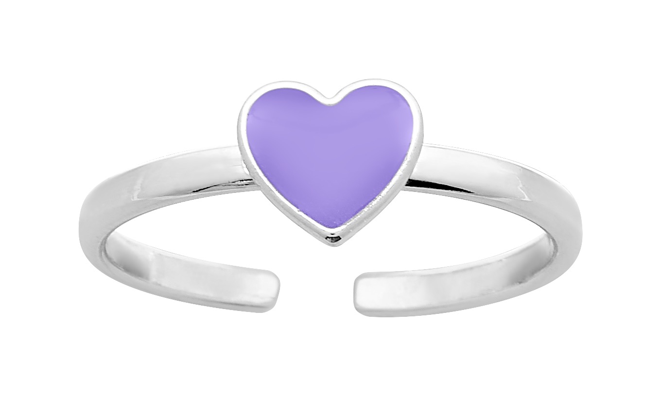 Bague réglable laqué Mauve en Argent