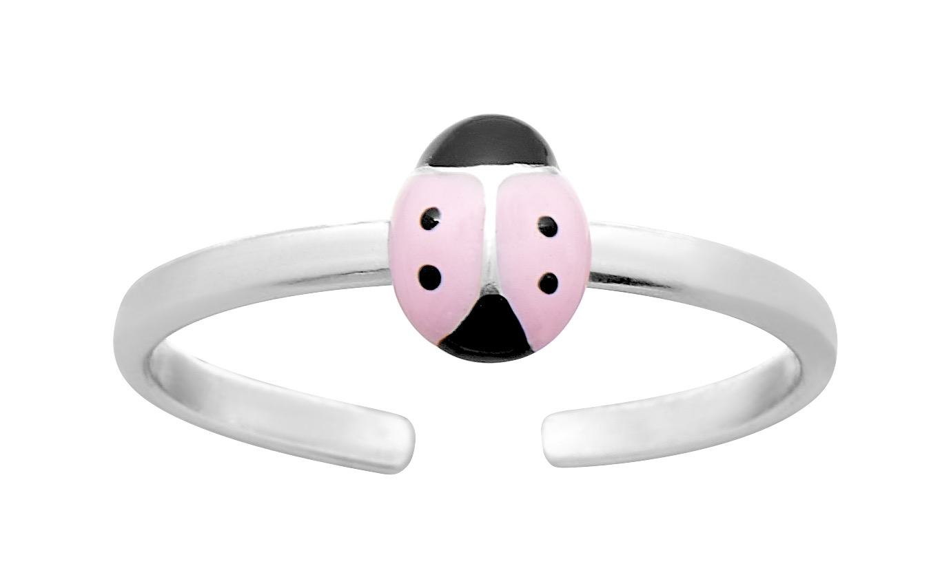 Bague réglable laqué Rose en Argent