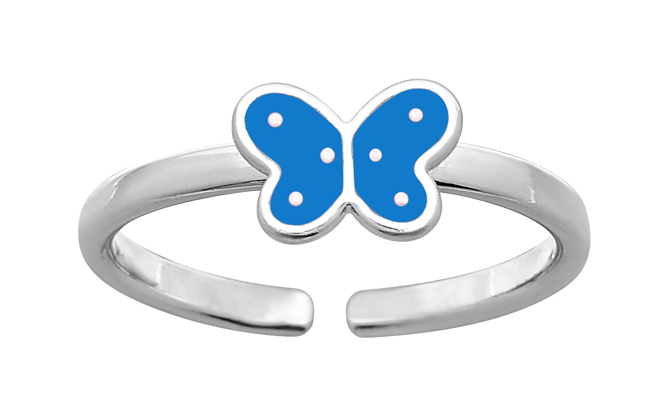 Bague réglable laqué Bleue en Argent