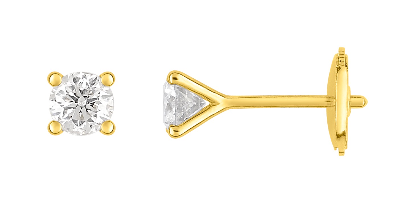 Boucles d\'oreilles Diamant 0.50ct H/SI Or 18 Carats