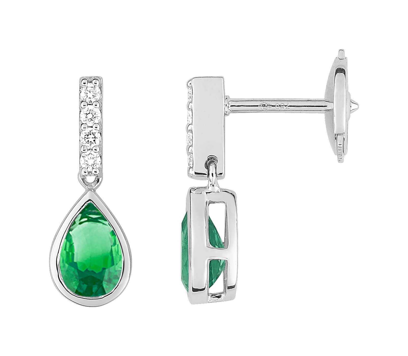 Boucle d\'oreilles Pierre précieuse & Diamant 0.06ct GH-SI Or 18 carats