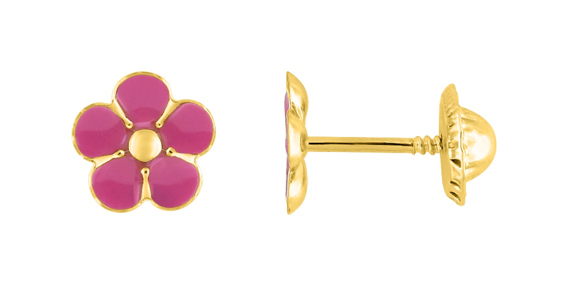 Boucles D\'oreilles Clou + vis Enfant Or 18 Carats