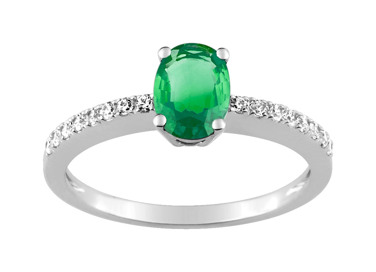 Bague Pierre précieuse & Diamant 0.14ct GH-SI Or 18 carats