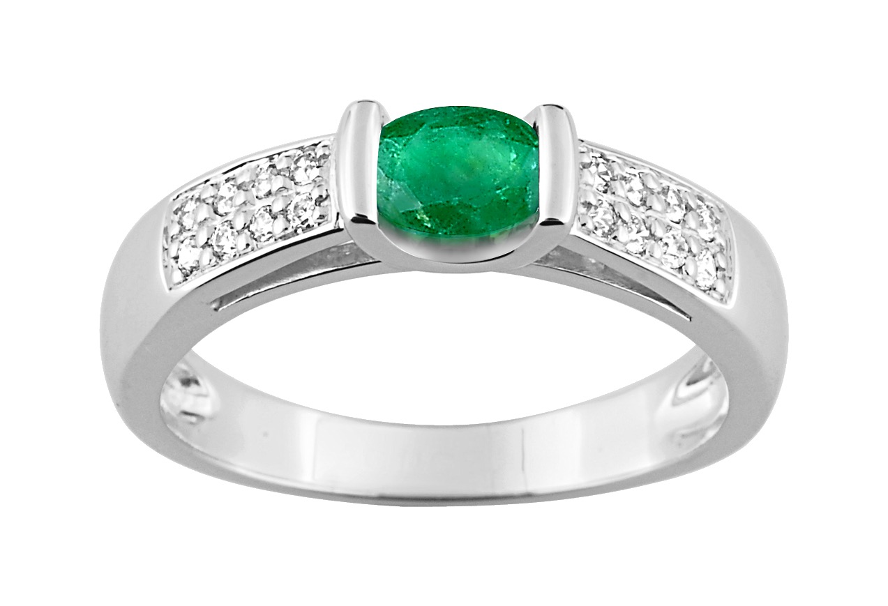 Bague Pierre précieuse & Diamant 0.13ct GH-SI Or 18 carats