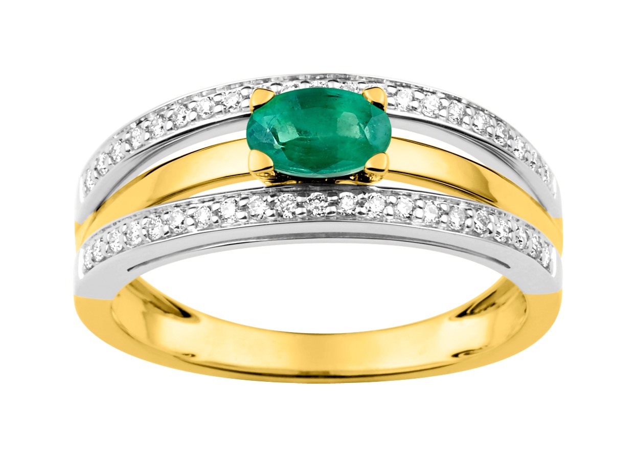 Bague Pierre précieuse & Diamant 0.21ct GH-SI Or 18 carats