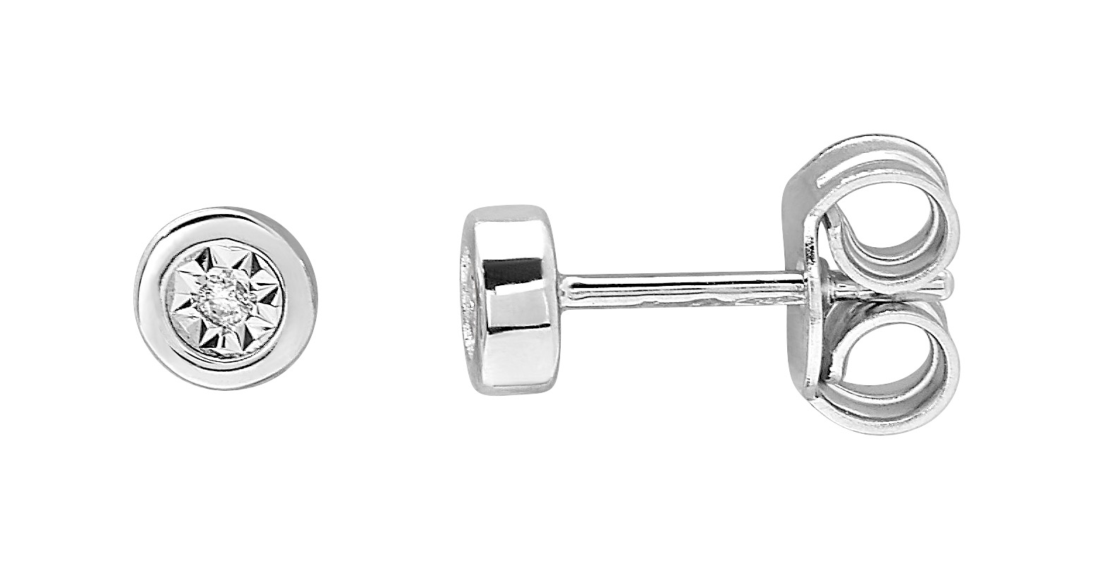 Boucles d\'oreilles Diamant Pastillé 0.01ct GH-P1 Or 18 Carats