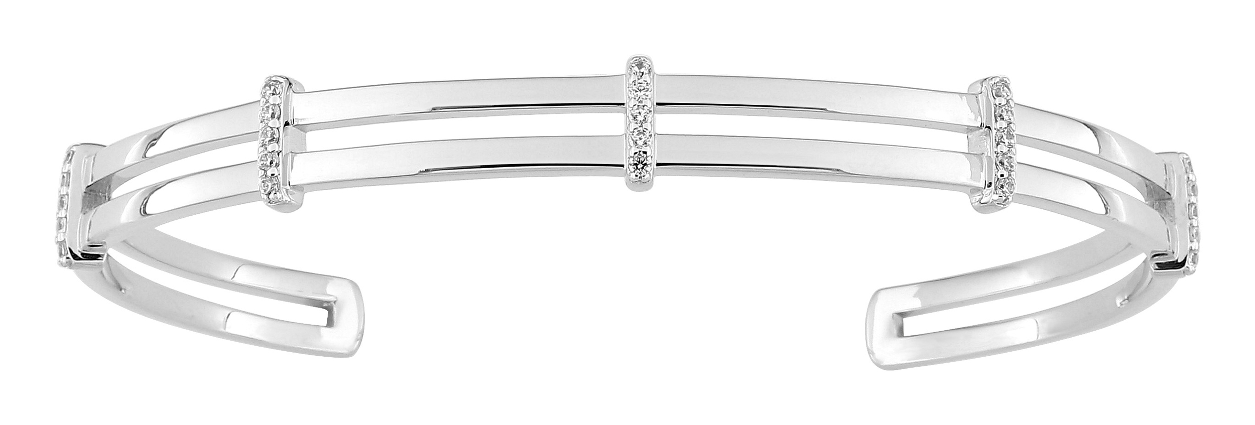 Bracelet Jonc ouvert Oxydes de Zirconium & Argent