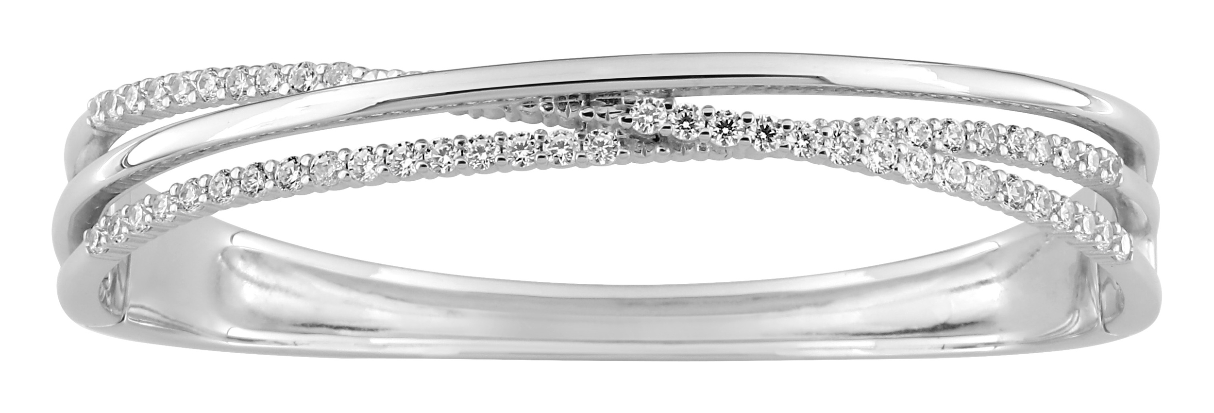 Bracelet Jonc ouvrant Oxydes de Zirconium & Argent