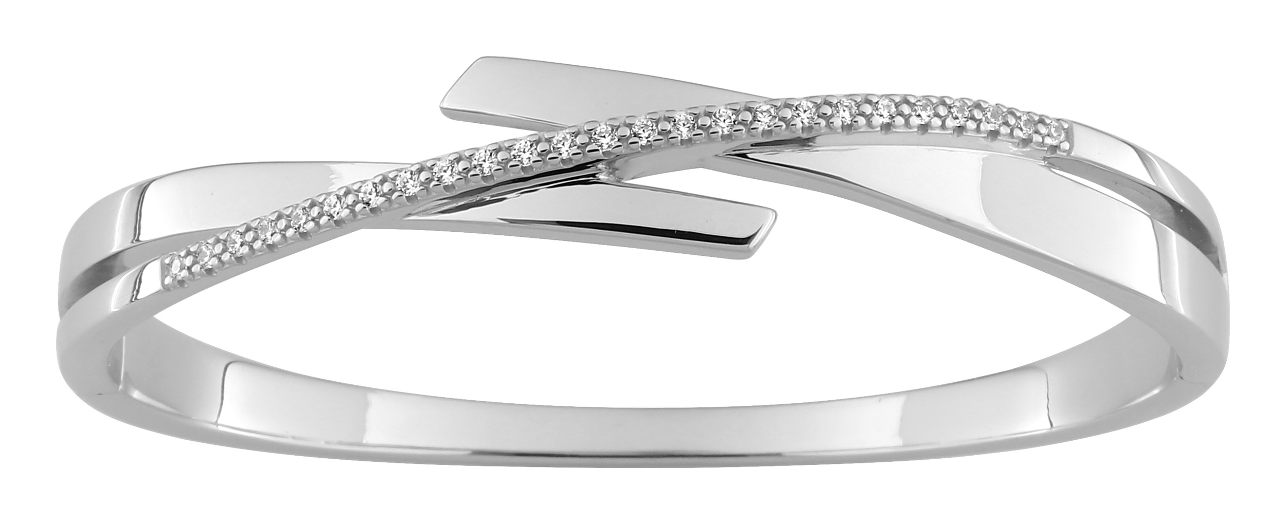Bracelet Jonc ouvrant Oxydes de Zirconium & Argent