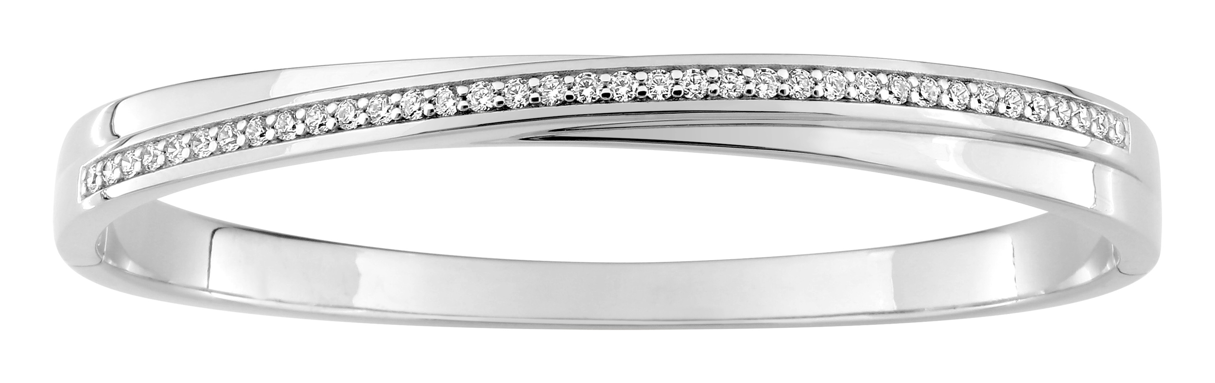 Bracelet Jonc ouvrant Oxydes de Zirconium & Argent